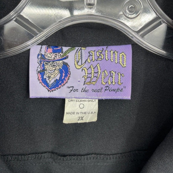 Casino Wear Flame Fire Shirt Black Short Sleeve Real Pimps Physchobilly Mens 2X - Picture 6 of 10